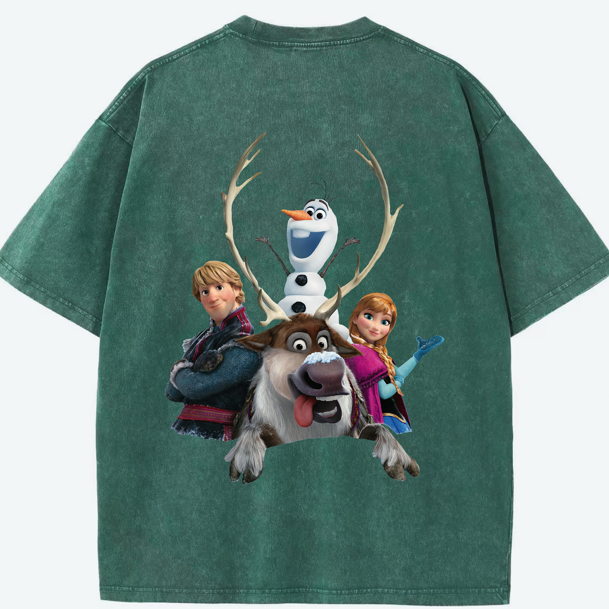 （画像用） アナと雪の女王 アンナ エルサ Frozen Anna Elsa 綿100% ヴィンテージ風 半袖Tシャツ（背面プリント）